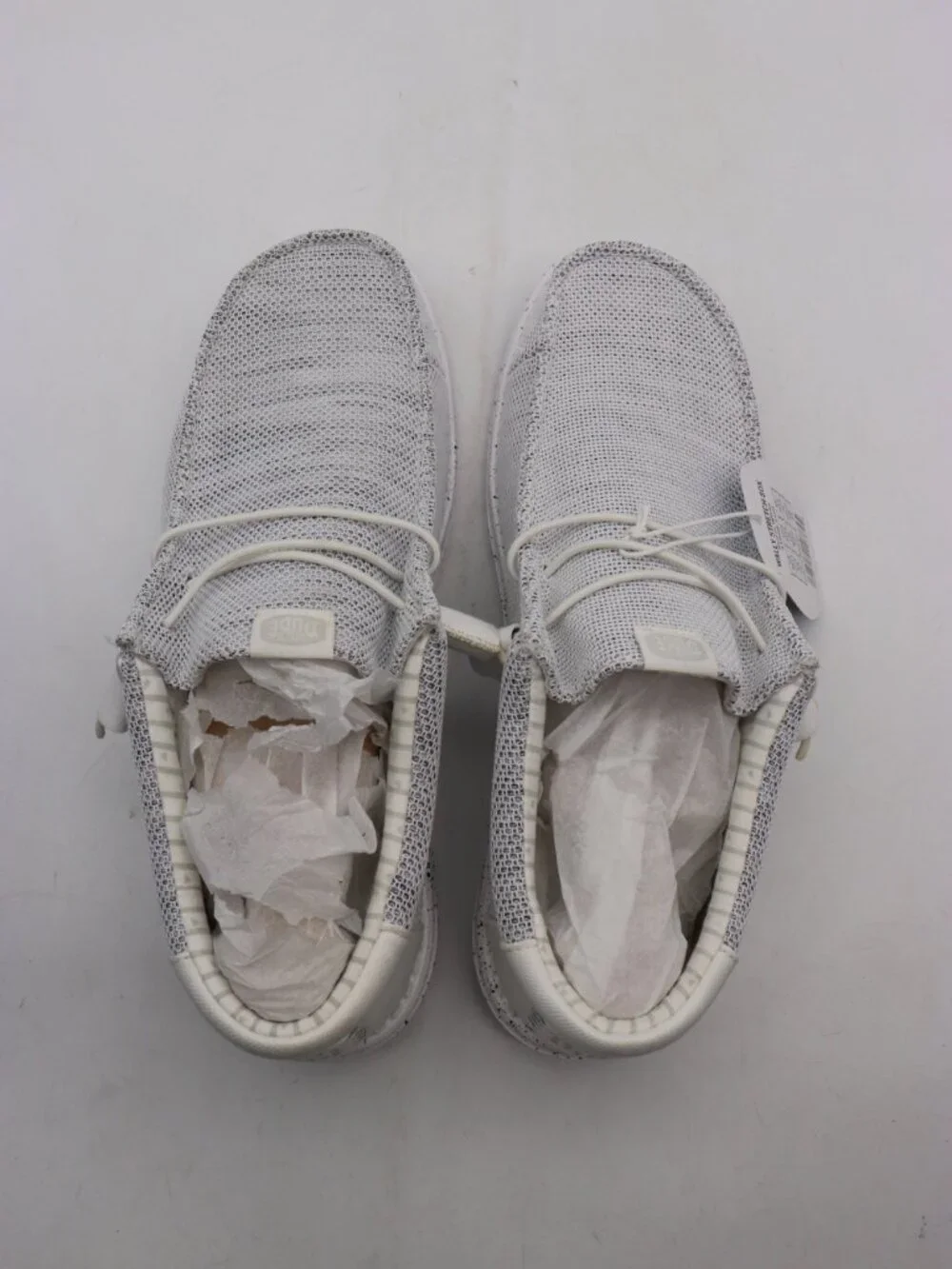 Hey Dude Wally Stretch Sox Men's Size 11 Gray White Canvas Lace-Up Casual Shoes